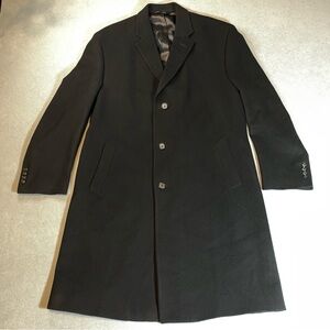 Jos. A. Bank Mens Sz 44 R Black Wool/Cashmere Overcoat Chesterfield Coat Classic